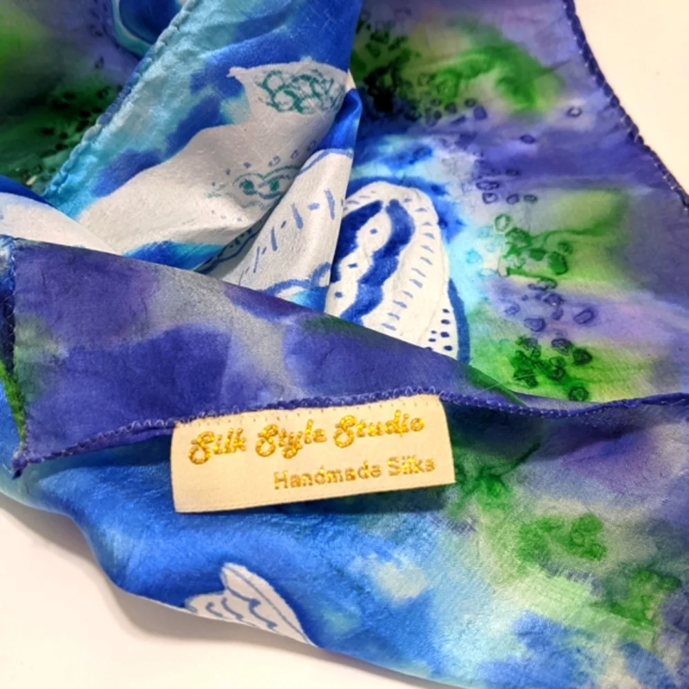 Hand Painted Silk Scarf, NWT